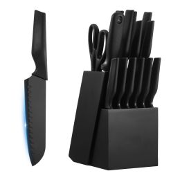 Kitchen Knife Set with Block and Sharpener, 15 Piece German High Carbon Stainless Steel Knife Set, Kitchen Cutlery with PP Ergonomic Handle