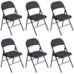6pcs Elegant Foldable Iron & PVC Chairs For Convention & Exhibition Black (Option: Defaulttitle)