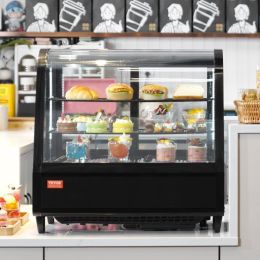 Refrigerated Display Case, 3.5 Cu.Ft./100L, 2-Tier, Countertop Pastry Display Case Commercial Display Refrigerator With LED Lighting, TURBO Cooli (Option: Black)