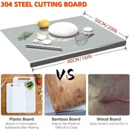 XXL 304 Stainless Steel Cutting Board  Anti-Slip & Mildew-Proof No More Moldy Wooden Boards - Heavy-Duty & Food-Safe, Easy To Clean - Chop Meat, (Option: 40CM50CM)