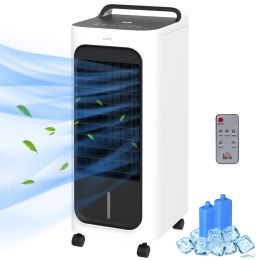 Room Air Cooler with Ice Packs, Ice Cooling Fan Water Humidifier Unit with Remote, Timer, Oscillating (Option: White-330x305x680 mm)