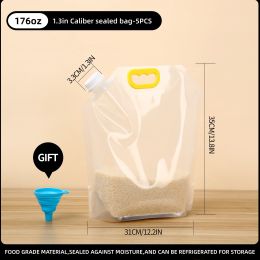 5pcs Food Storage Bags; Portable Folding Sealed Food Storage Containers With Lids; Clear Reusable Large Capacity Storage Bags; Moisture-proof Sea (capacity: 5 Liters (5 Packs))