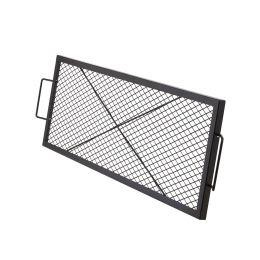 X-Marks Fire Pit Grill Grate, Rectangle Cooking Grate, Heavy Duty Steel Campfire BBQ Grill Grid with Handle & Support X Wire (size: 44 x 15 inches)