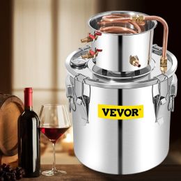 Alcohol Still, 50L Distillery Kit W/Condenser & Pump, 13.2Gal Alcohol Still W/Copper Tube, Whiskey Distilling Kit W/Build-in Thermometer, Whiskey (Option: Silver)