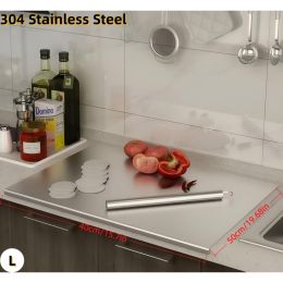 L-Shape 304 Stainless Steel Cutting Board With Lip, Stainless Steel Countertop Chopping Boards For Kitchen, 304 Stainless Steel Chopping Boards W (Option: L)